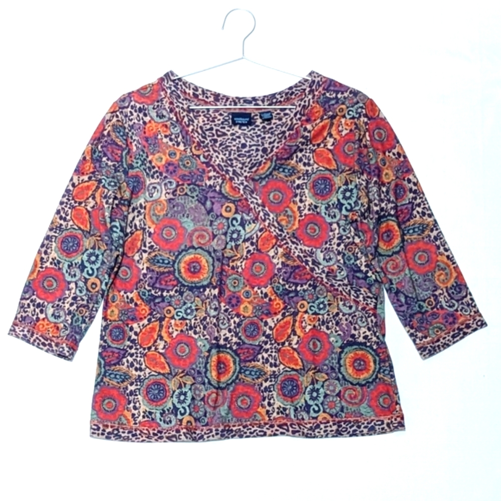 Westbound | Floral Cheetah Paisley | V Neck Long Sleeve | Fall | Winter | Y2K